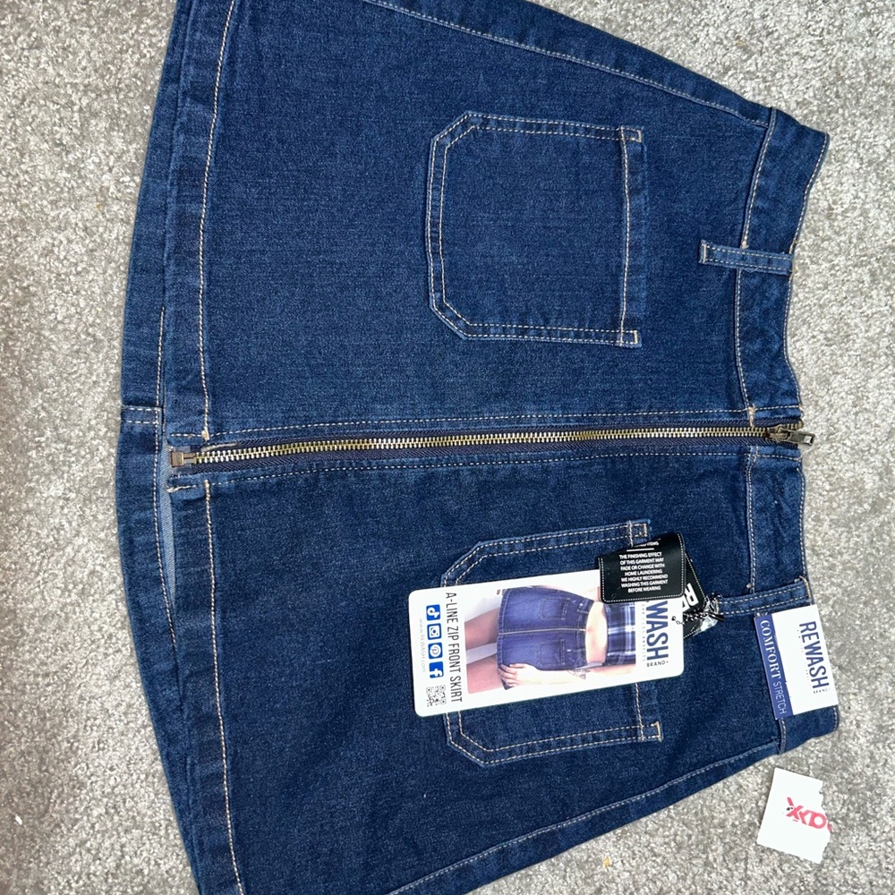 Rewash Denim Mini Skirt with Front Pocket